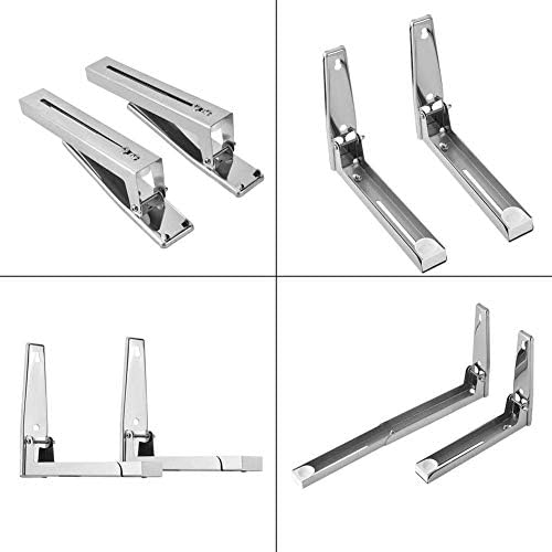 Miniatura 9 de Soporte de montaje en pared para microondas, soporte de ángulo en L de acero inoxidable 304, soporte para microondas, carga de 77 libras,