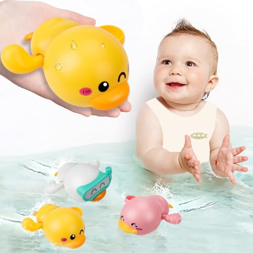 Image of Bath Toys, 3 Pack Swimming Duck Baby Bath Toys for Toddler 1-3, Water Pool Floating Wind Up Toys for 1 Year Old Boy Girl Gifts, Infant Toddlers Kids Bathtub Toys