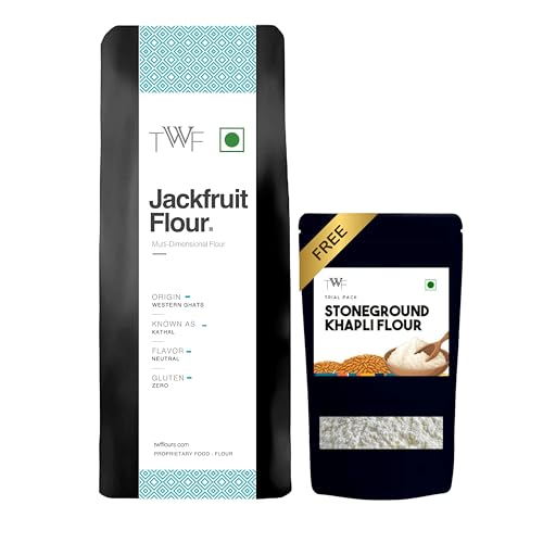 Image of TWF Assam Raw Jackfruit Flour 500g + 100g Khapli Free | 100% Kathal Atta | Grown in Assam's Limited Yield Jackfruit Farms with More Care | Gluten-Free | Zero Bitterness | Helps Control Sugar | 500g