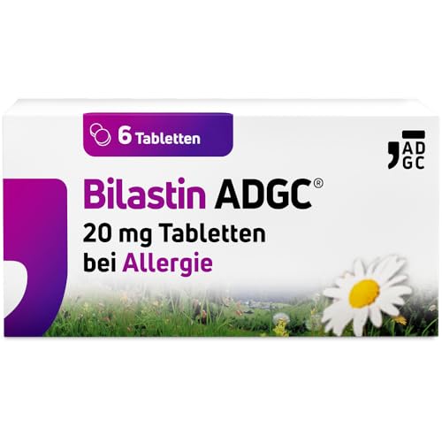 Bilastin ADGC® 6 St - Allergietabletten bei Heuschnupfen - schnell & langanhaltend bis 24 St. wirksam bei allergischem Schnupfen, Nesselsucht(Urtikaria), Juckreiz, Tierhaar- und Hausstauballergie