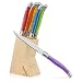 Chopmate - Laguiole Style - Stainless Steel Premium Steak Knife Set - Vibrant Multi Color Edition - 6 Piece Set + Bonus Wood Storage Display Block