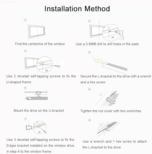 24V Electric Window Opener Actuator with Remote Control & Switch, Low Noise Double Chain, Adjustable Stroke 300-800mm, Ideal for Skylights, Greenhouses & Roof Vents