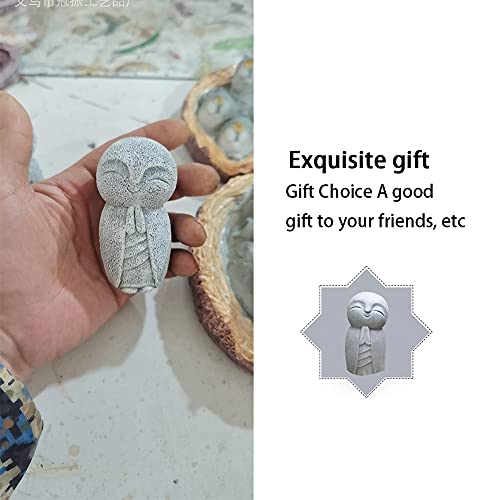 Emvanv Feng Shui Zen Standing Blissful Japanese Jizo Monk Figurine, Buddha Statue Little Jizo Resin Craft Sculpture Home Outdoor Garden Decoration(Grey) #TOP1
