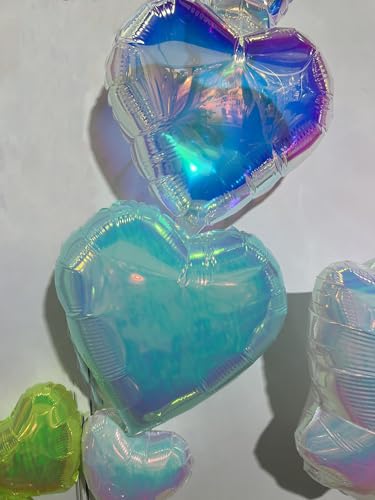 Image of Metallic Star, Heart, and Crown Balloons, Assorted Iridescent Colors