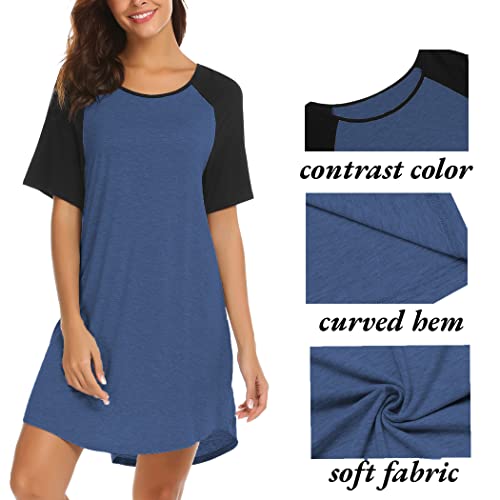 Image of Ekouaer Sleep Shirts for Women Short Sleeve Night Shirts for Sleeping Pullover Nightgown Soft Nightdress S-XXXL