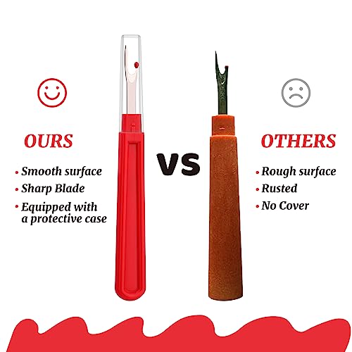 6 PCS Seam Ripper Set, Ergonomic Grip Seam Ripper, Red Seam Ripper for Sewing Crafting and Removing Embroidery Hems and Seams(Red) - Thumbnail 4