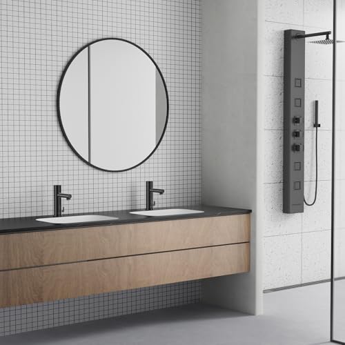 Achelous Infrarot Wasserhahn Bad für Waschbecken Badezimmer Automatischer Waschtischarmatur Handwaschbecken Mischbatterie Badarmatur Batteriebetrieb Badezimmerwaschbecken Wasserhähne mit Sensor Black