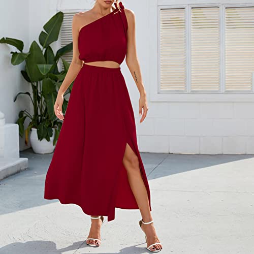 Conjuntos de vestidos femininos para brunch, sem mangas, gola V, elastano, gravata borboleta, 2 peça