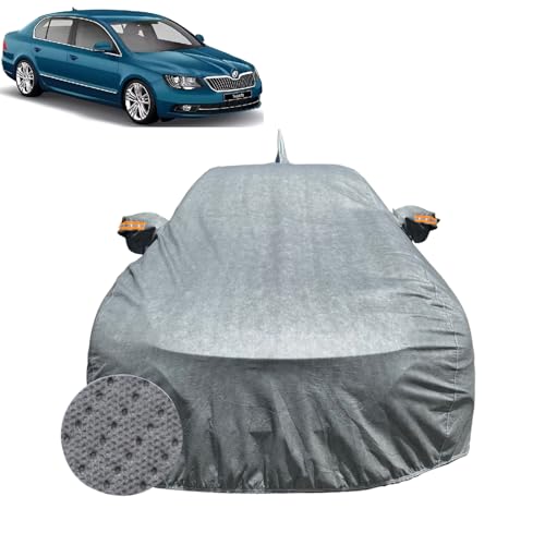 Image of Car Cover for Skoda Superb (2008-2019) | 100% Waterproof Cover with Reflective Mirror Pockets | Dustproof, Scratchproof, Heatproof Skoda Superb Car Cover |Soft Cotton Lining| Grey