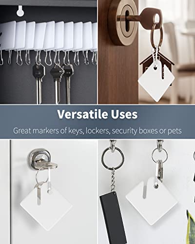 Uniclife UNICLIFE-313 50 Pcs Rack Key Tags 1.5 Inch Slotted Plastic Tags With Metal Snap Hooks White Square Hanging Tags thumb #4