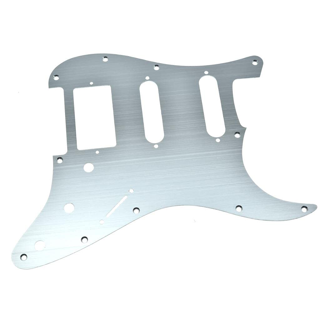 KAISH 11 Hole Metal Aluminum Anodized Modern Style ST/Strat HSS Pickguard Guitar Pick Guard Scratch Plate for USA/Mexico Stratocaster/Strat Silver