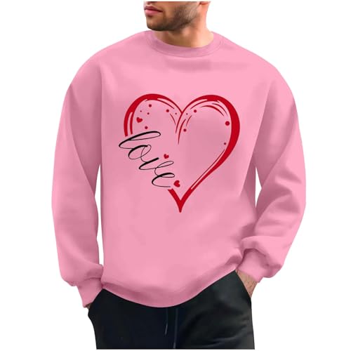 Holiday Tops for Men Funny Love Letter Print Heart Graphic Long Sleeve Valentines Day Sweatshirt Mens Valentine Shirt