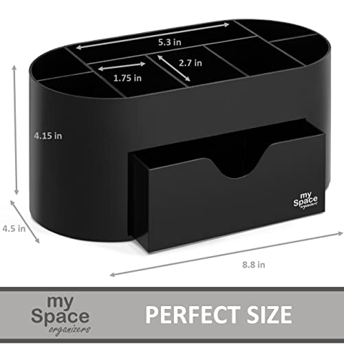 Desk Organizer Acrylic for Office Supplies and Desk Accessories Pen Holder Black Office Organization Desktop Organizer for Room College Dorm Home School (Black)