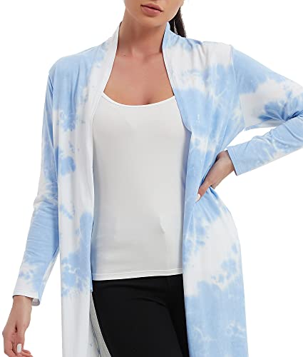 Image of Women's Floor Length Drape Sweater Cardigan -Lightweight Long Sleeve Open Front Maxi Duster with Pockets