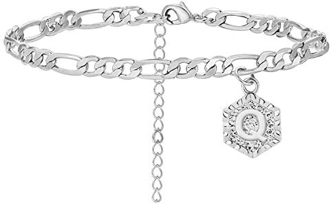 Silver Initial Anklets for Women Dainty Cuban Chain Ankle Bracelets for Teen Girls Letter Alphabet Foot Chain Jewelry Summer Jewelry Gift