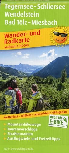 Produktfoto von Tegernsee - Schliersee, Wendelstein, Bad Tölz - Miesbach: Wander- und Radkarte mit Ausflugszielen & Freizeittipps,&hellip;