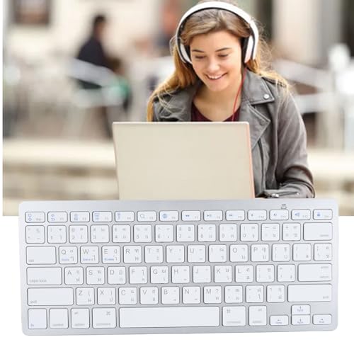Bilingual Bluetooth Keyboard, Slim Wireless Keyboard for Computer Smart TV Tablet Smartphone, Compatible with Windows iOS by Zopsc - Used condition - Image 3