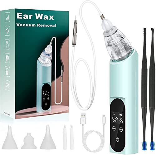 Ear Vacuum Wax Removal Tool, 6 Levels Electric Strong Suction Ear Vacuum Wax Remover, USB Charge Ear Cleaner Ear Wax Vacuum, Ear Wax Suction Remover Device for Adults and Kids (Blue)