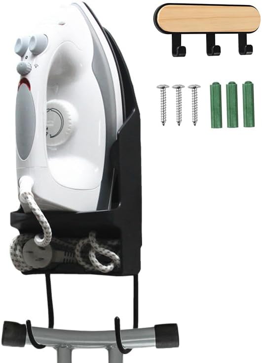 Aqash Soporte Para Tabla De Planchar Sobre La Puerta, Estante Para Tabla De Planchar, Organización De Cuarto De Lavado Con Soporte De Metal Para Tabla De Hierro, Base De Madera, Ganchos Ajustables