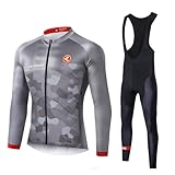 UGLY FROG 2024 Fahrradbekleidung Set, Herren Langarm Radsportanzüge Radtrikot Kleidung Langärmeliges Fahrradtrikot mit Thermofleecefutter Radhose mit Sitzpolster Winter