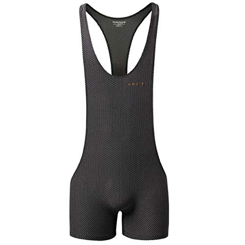 image for YUFEIDA Men's Athletic Supporters One Piece Bodysuit Mesh Breathable A