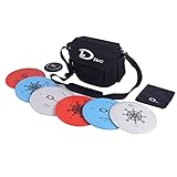 Juego de golf de disco: incluye 1 bolsa de transporte de nailon resistente con bolsillo para botella de agua y bolsillo para accesorios, 2 conductores, 2 rangos medios, 2 putters, 1 mini marcador de disco y 1 toalla negra con logotipo bordado de 12 x 12 pulgadas.