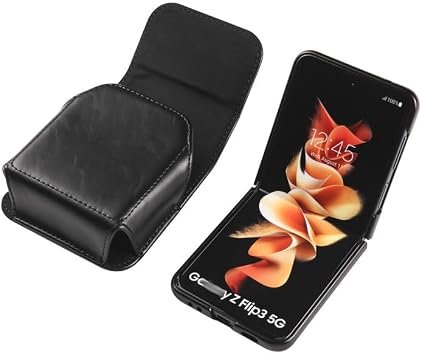 CaseGuide Smartphone Pouch, Men's Mobile Phone Pouch, Galaxy Z Flip 4/3 Case, Belt Loop Type, Compatible with OPPO Find Flip, Folding Carry Case, Waist Pouch, Belt Loop, Holder Black