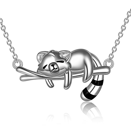 ONEFINITY Red Panda/Raccoon/Cow Gifts Necklace Sterling Silver Pendant Cute Animal Jewelry for Women Girls