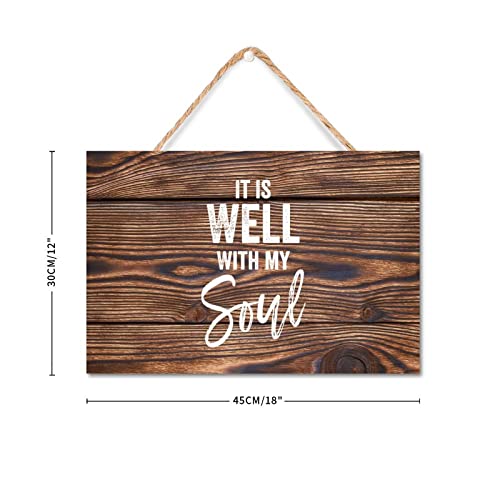 Panneau en bois It is Well with My Soul vintage 30x45 cm pour decoration murale de salon - 3
