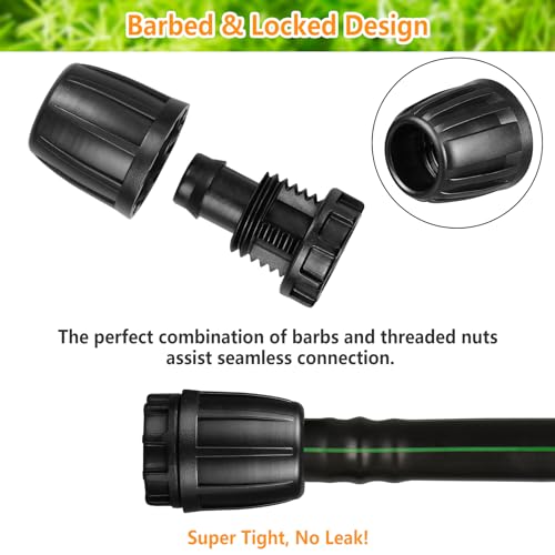 JOYPRO Drip Irrigation 1/2 Inch End Cap Fittings, 12 Pieces 1/2\'\' Drip Line End Caps Anti-drop Locked Nut Barbed End Plug Connectors for 1/2\" Drip Tubing, Drip Irrigation Parts for Garden Lawn Systems - Thumbnail 6