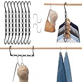 8 Pack Black Space Saving Hangers for Closet Organizers and Storage, 9.4 inch with 5 Enclosed Anti-Slip Hole, Clothing Hangers for Small Apartment & Small Closets and Dorm Room Essentials