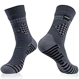 RANDY SUN Waterproof Breathable Socks, Men's Lining Hiking Spelunking Exploring Mid Calf Socks, 1 Pair-Dark Grey Argyle,M