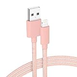 Realm Nylon Braided Lightning to USB A – MFi Certified Apple iPhone Charger, 5ft, Rose Gold