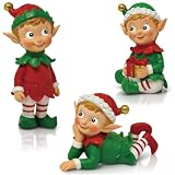 DoubleFill 3 Pcs Christmas Elves Figurines Tabletop Decor