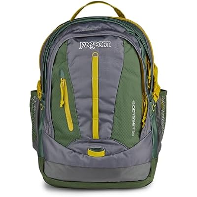 JanSport Odyssey 38L Laptop & Hiking Backpack, Fits 15 Laptop or 3 L Hydration Bladder, Cargo Green, Tuck-Away Hip Belt, Dual Main Compartments, Ergonomic Padding, College & Travel Daypack