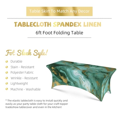 Nappe marbrée verte premium en élasthanne infroissable pour table stretch - 6