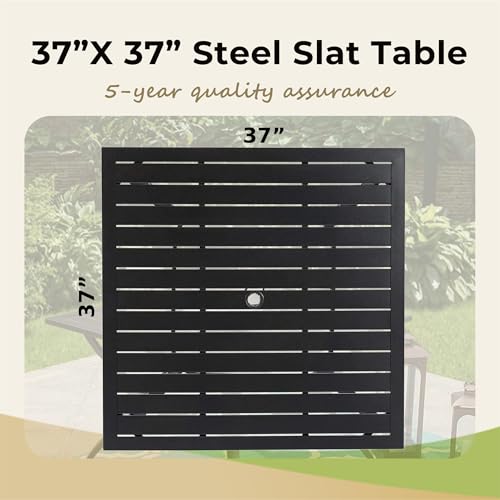 Mixpatio 5-Piece Patio Table And Chairs Set For 4, Outdoor Dining Set With Blue Chairs And 37 Inch Square Metal Umbrella Table thumb #6