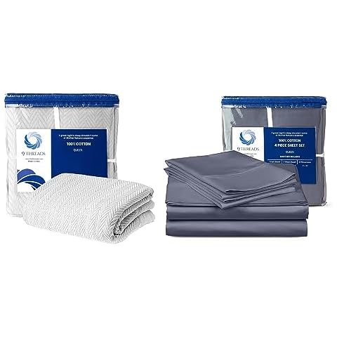 9Threads 400 Thread Count Sateen King Bedsheet with Beautiful and Soft Herringbone 100% Cotton Blanket Cover