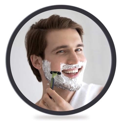 YoHumk 8 inch Fogless Shower Mirror with Adhesive Tape - Fog Free, Shatterproof, Lightweight, Unbreakable - Perfect for Shaving, Applying Makeup, Washing Hair - Wall Mount, Black Frame