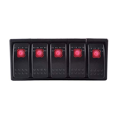 Esupport 12V 20A Bar Rocker Toggle Switch Red Led Light Lamp 4Pin Holder Panel Car Boat #TOP6