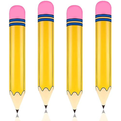 4 Pcs 27 Inch Large Inflatable Pencil Balloons - Back to School Inflatable Pencil Balloons for Graduation Party Decoration First Day of School lassroom Garden Room Birthday Party Decorations