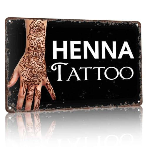 Henna Tattoo Pattern Metal Sign 8x12 Inch for Tattoo Studio Wall Decor