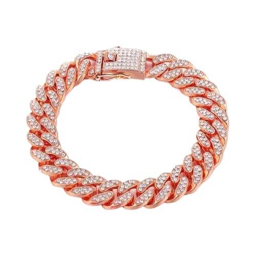 Rhinestone Gold Dog Chain Collar - Strong Metal Choke for Small, Medium, and Large Dogs Bling Pet Slip Pitbulls Bulldogs(Rosegold,20cm-8inch)