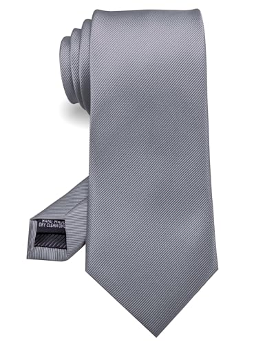 RBOCOTT Silk Grey Tie Business Wedding Formal Necktie for Men (Grey)
