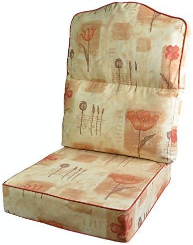 Gilda Replacement Conservatory Cane Furniture DELUXE PIPED - HUMP TOP CHAIR/SOFA/SUITE CUSHIONS (Including Covers and Fillings) for Conservatory Furniture-Wicker,Rattan (Poppy Peach)