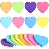 Tibemi 付箋 ハート 付箋 強粘着 事務用品 付箋 手帳 カラフルなメモ用紙 メモ帳 インクが浸透しにくい 簡単に裂ける 何度も貼り直し 便利文房具-7*7||ハート型8冊セット