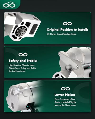 Image of SCITOO Starter Motor 17546 SND0093 for Honda Passport 1994-2002 3.2L for Isuzu Amigo 1998-2000 3.2L Axiom 2002-2004 3.5L Rodeo 1993-2004 3.2L 2004 3.5L ‎1.2kW /12 Volt CW 9-Tooth Pinion