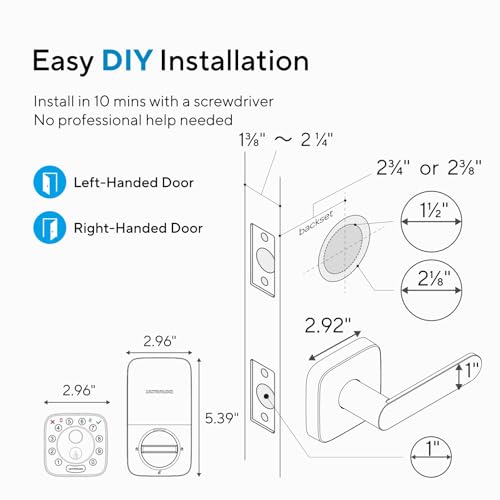 ULTRALOQ Bolt Fingerprint Smart Lock with Lever, Front Keypad Door Lock with Handle, Built-in WiFi Deadbolt, App Remote Control, Auto-Lock, Works with Apple HomeKit, Alexa, Google, BHMA Certified thumbnail 9