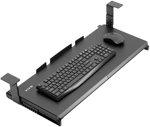 VIVO Large Height Adjustable Under Desk Keyboard Tray, 69cm x 28cm Slide-Out Platform Computer Drawer for Typing, Black, MOUNT-KB27HB