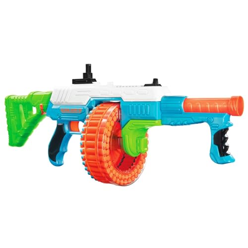 BuzzBee Air Warriors Alpha Auto 72 - Vollautomatischer Trommelblaster mit 72 Long-Distance-Darts und Pop-Up Visier